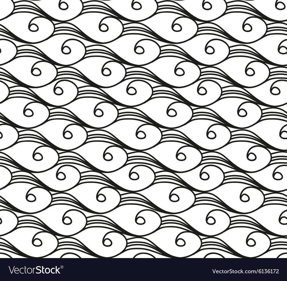 Seamless pattern with spiral doodle waves