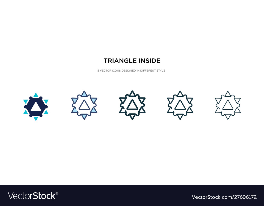 Triangle inside hexagon icon in different style