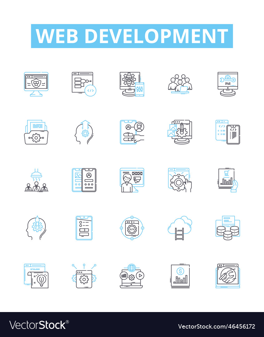 Web development line icons set vector image Web development line icons set