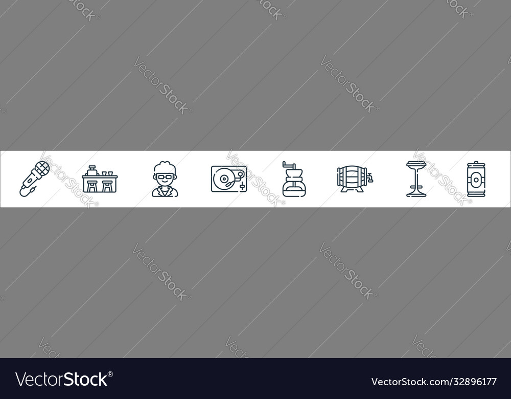 Bar line icons linear set quality