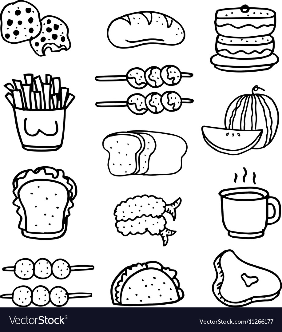 Doodle of food set hand draw