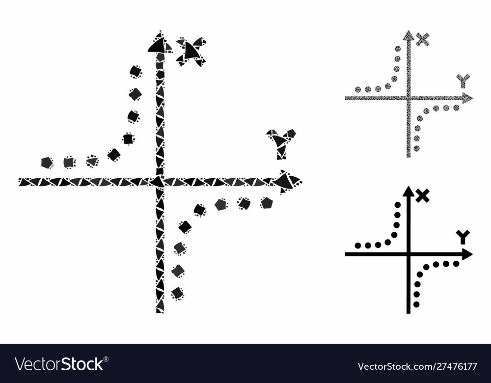 Hyperbola plot mosaic icon abrupt items vector image Hyperbola plot mosaic icon abrupt items