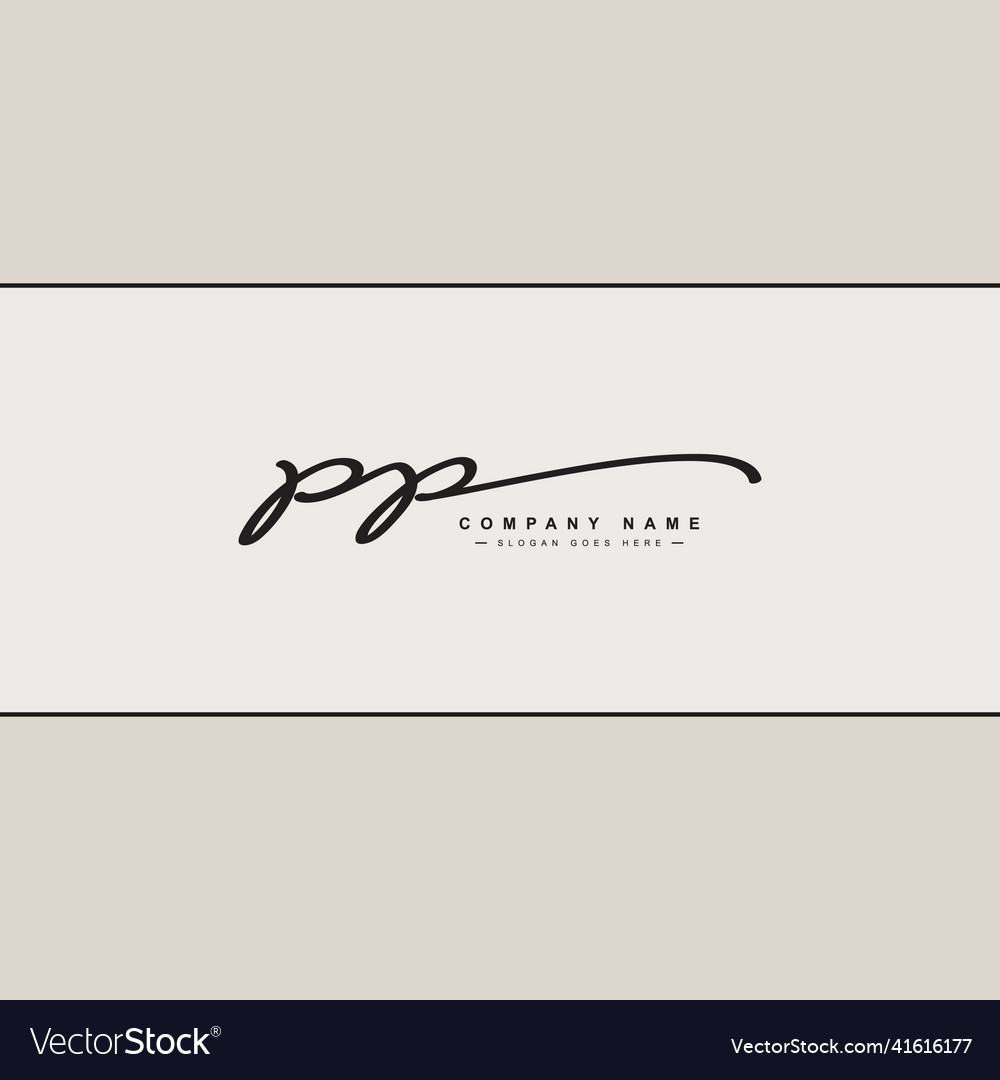 initial-letter-pp-logo-handwritten-signature-vector-image