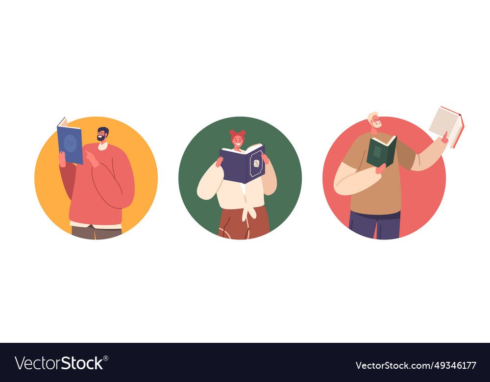 Isolated round icons or avatars with characters vector image Isolated round icons or avatars with characters