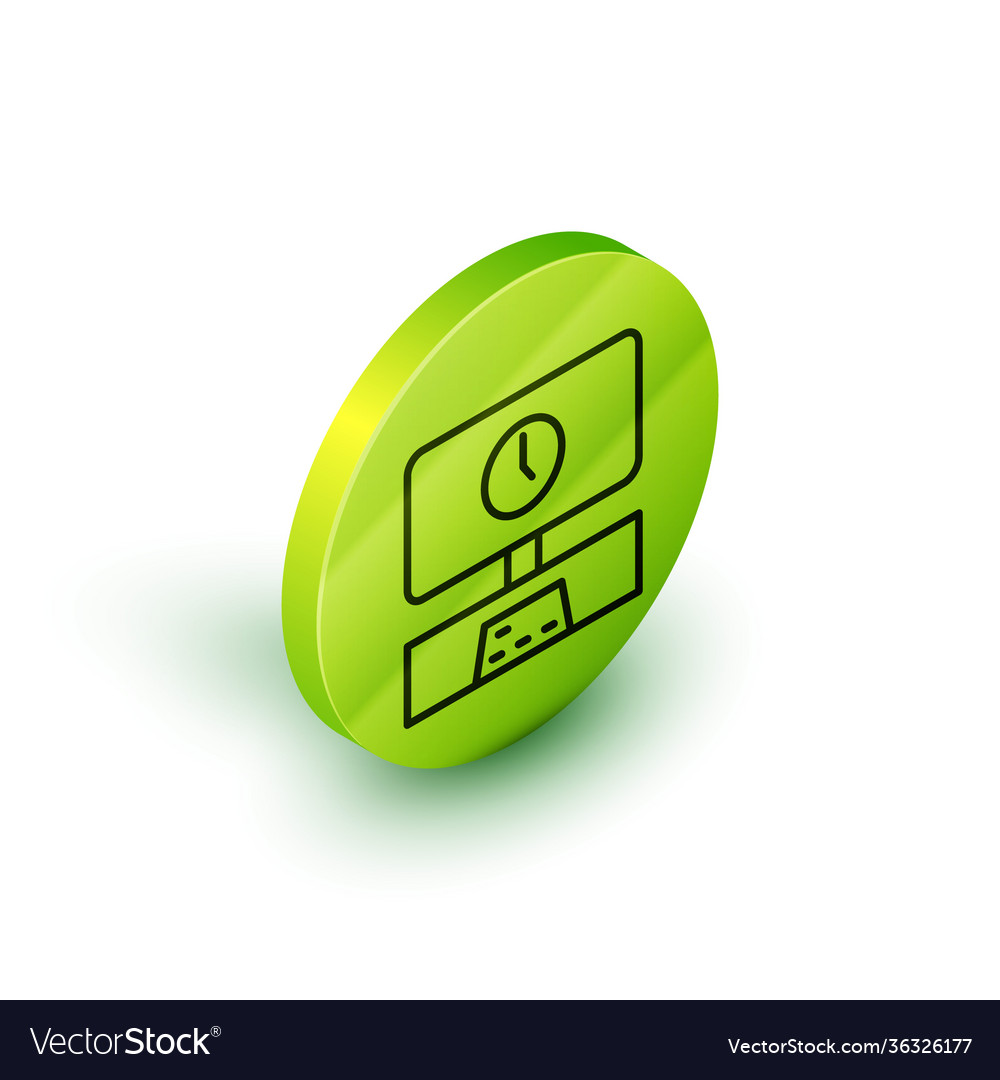 Isometric line smart tv time icon isolated