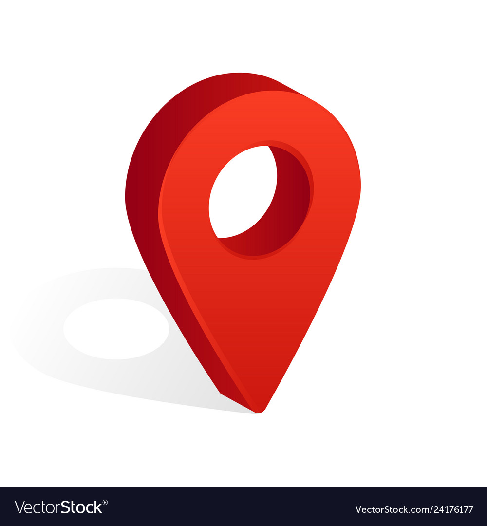 Map pin icon with shadow isolated on white Vector Image