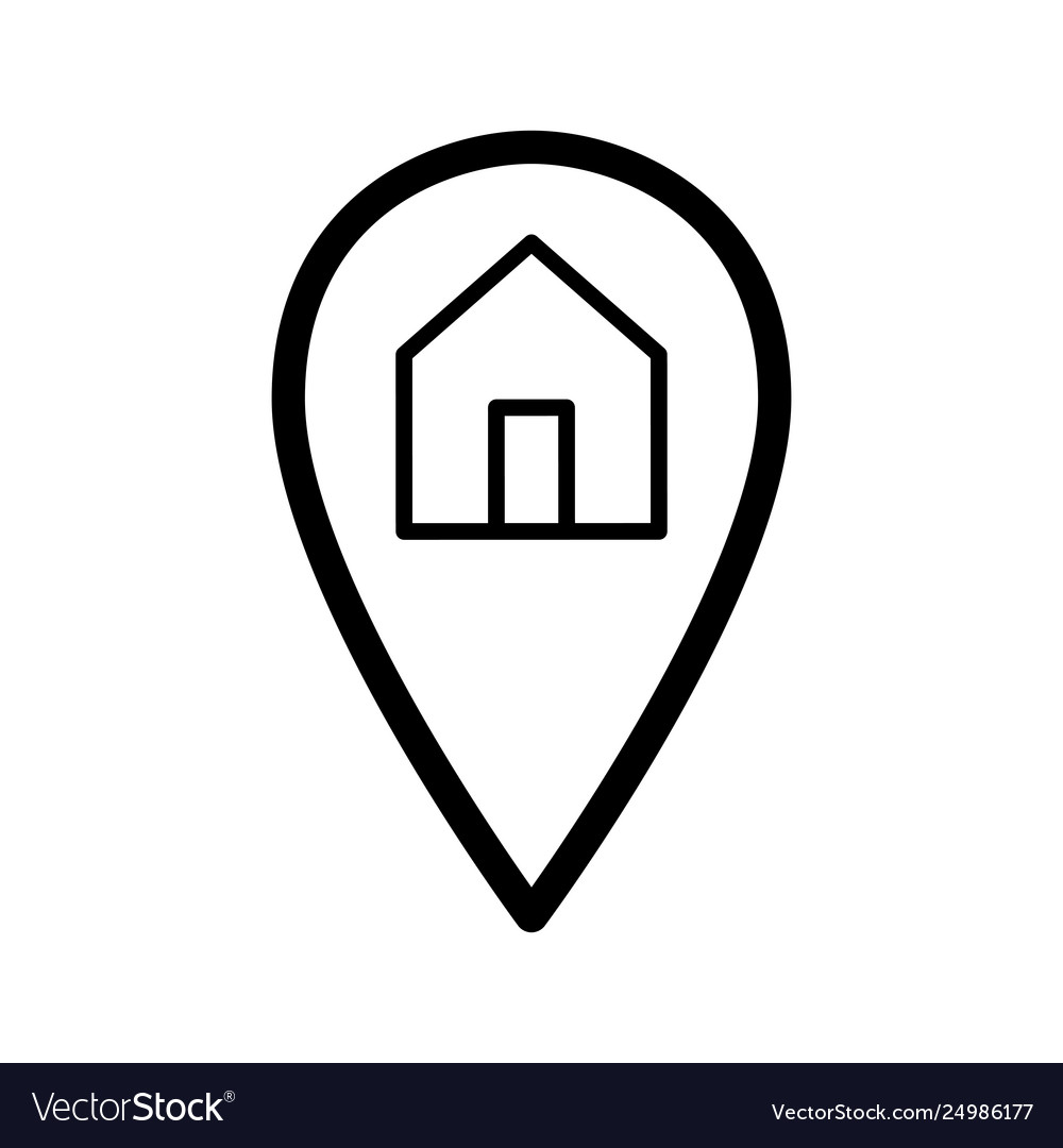Map pointer and house simple icon black