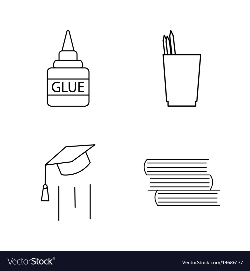 Office simple linear outline icon set