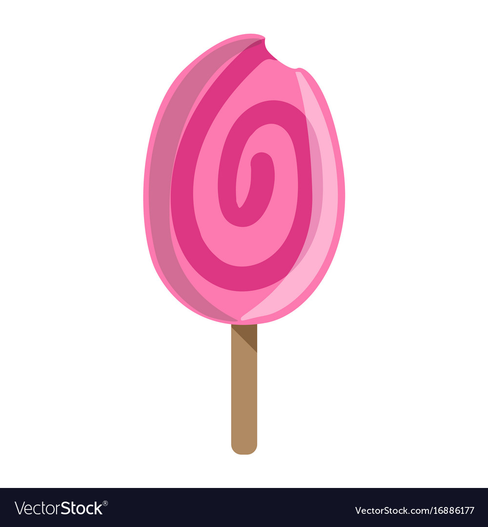Pink round ice-cream bar on a stick colorful Vector Image