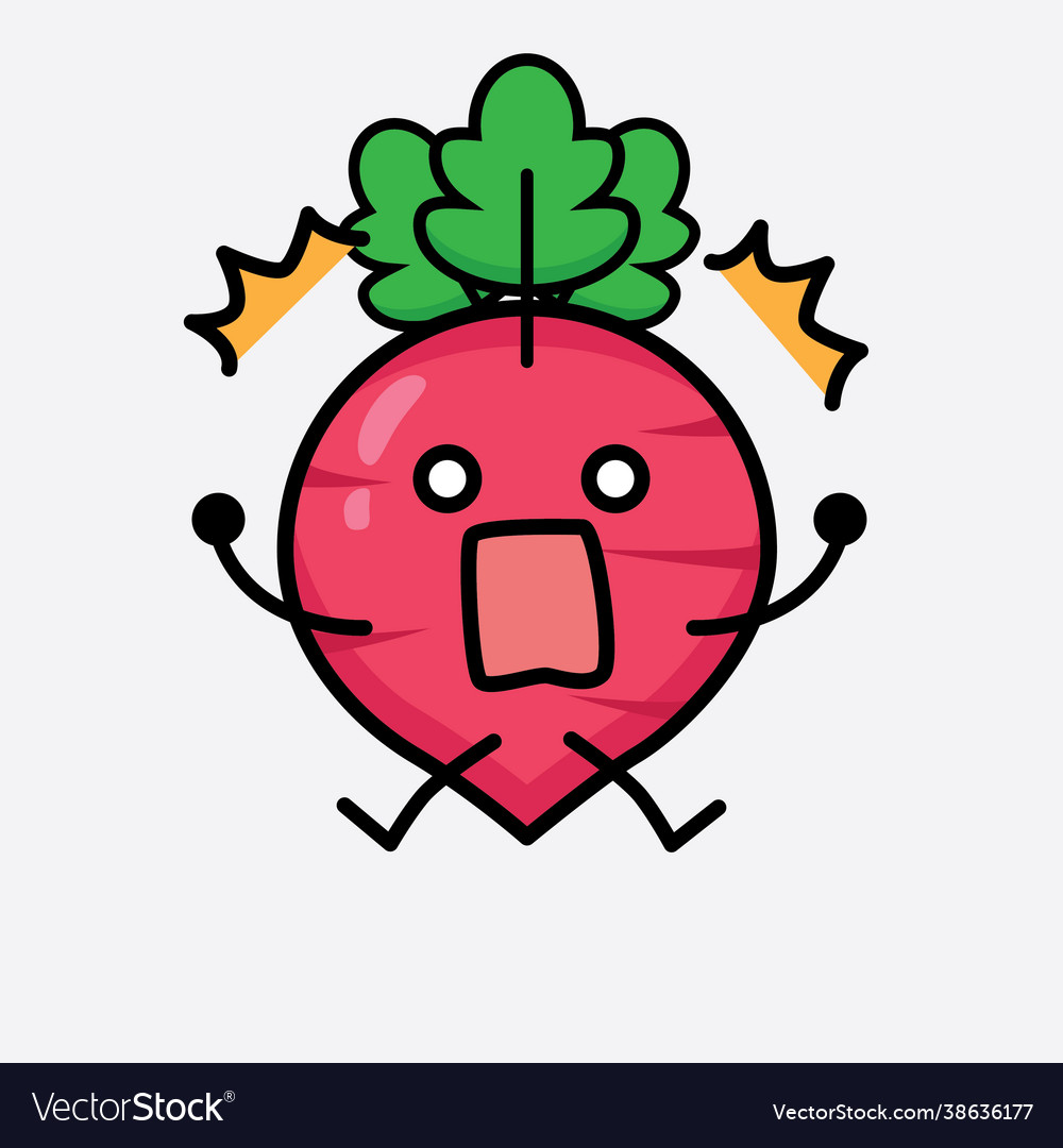 Red radish character with cute face and simple Vector Image