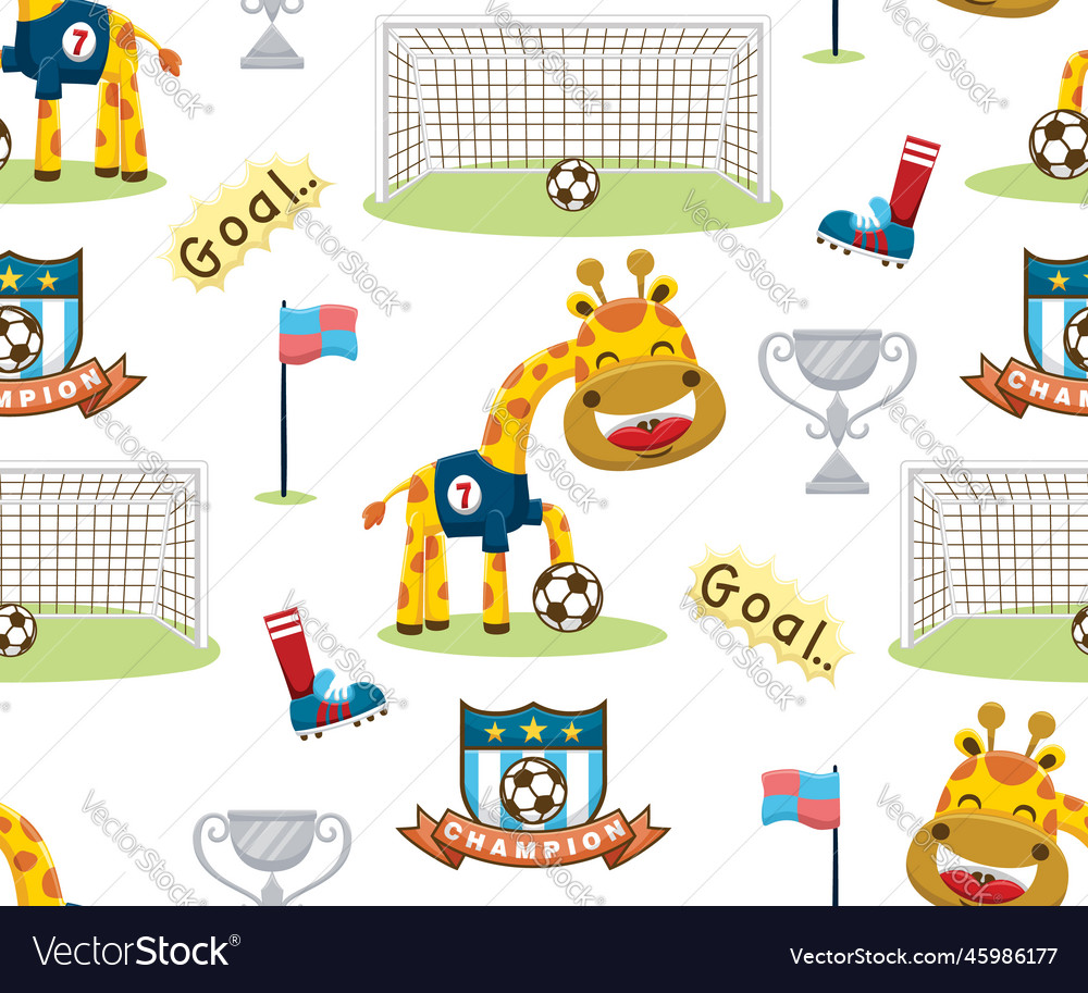 Seamless pattern of cartoon giraffe playing vector image Seamless pattern of cartoon giraffe playing