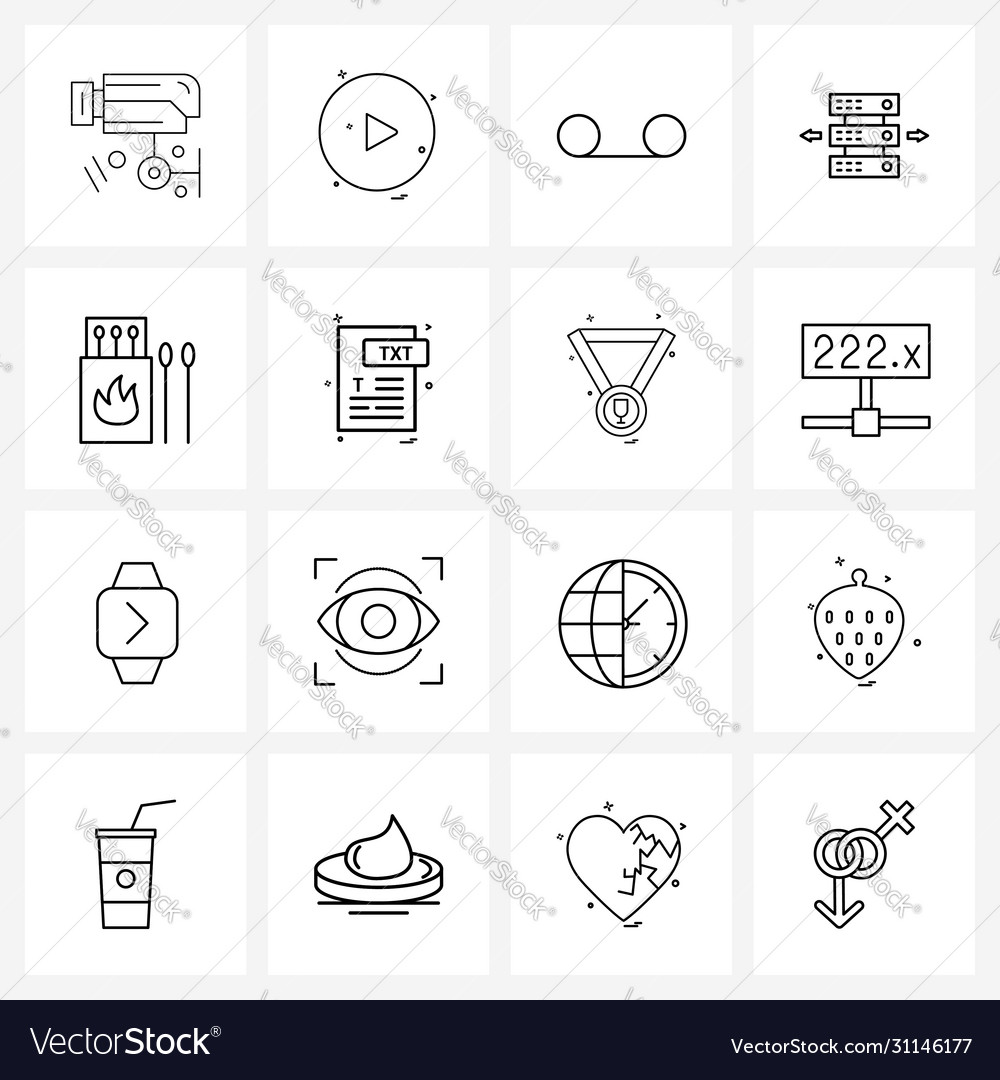 Set 16 simple line icons server device