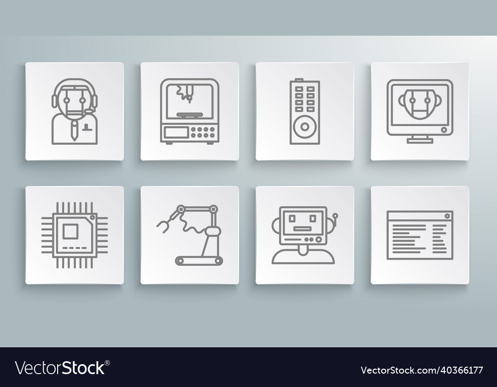 Set line processor with microcircuits cpu 3d vector image Set line processor with microcircuits cpu 3d