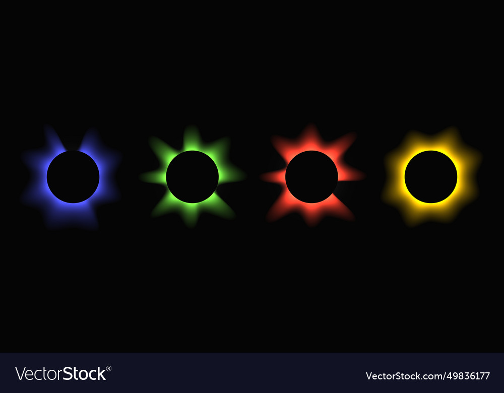 Set of circle illuminate light frames with color