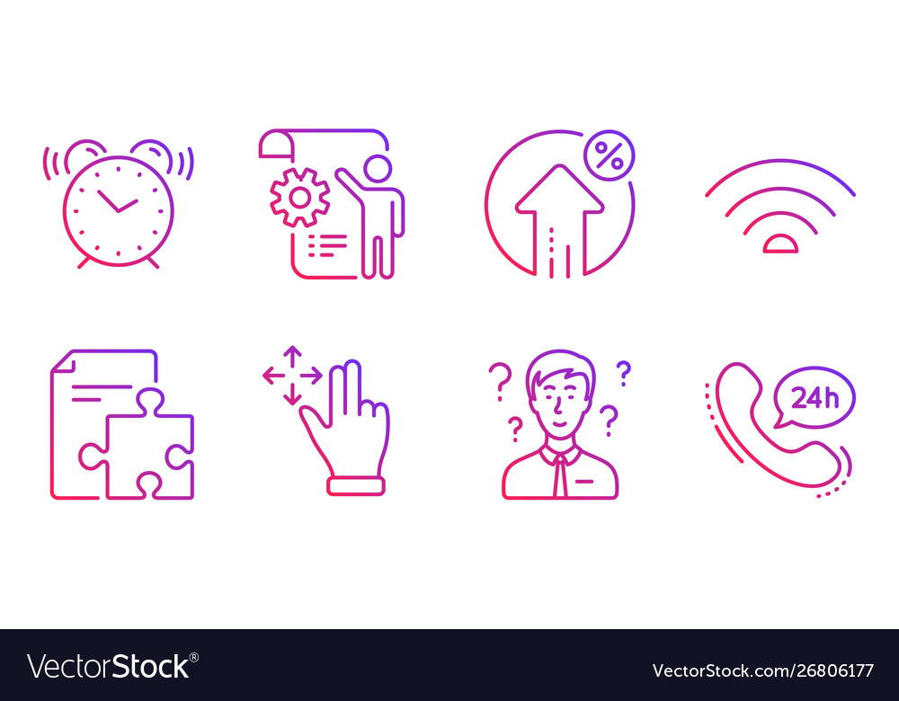 Settings blueprint alarm clock and move gesture vector image Settings blueprint alarm clock and move gesture