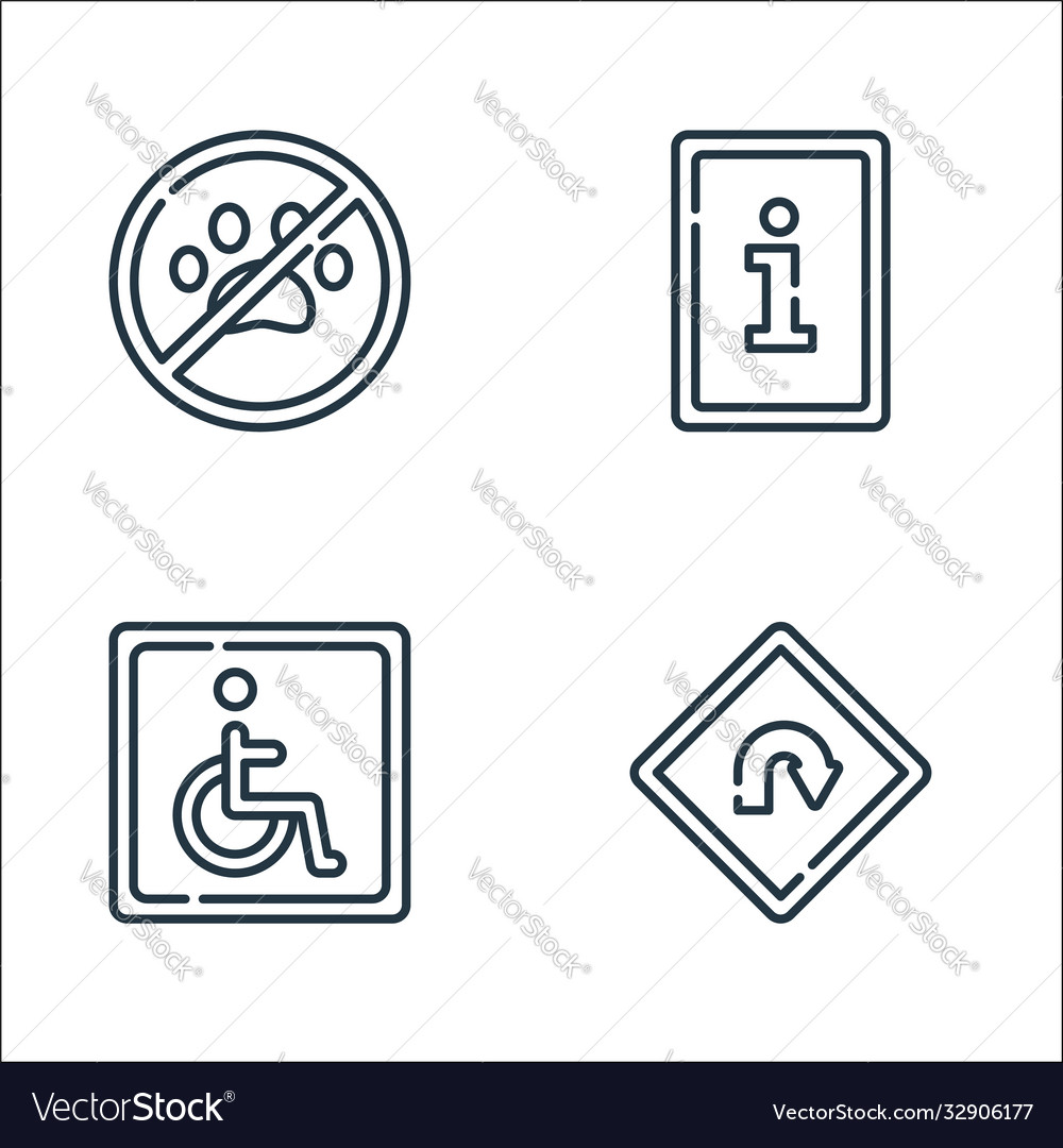 Signals and prohibitions line icons linear set vector image Signals and prohibitions line icons linear set