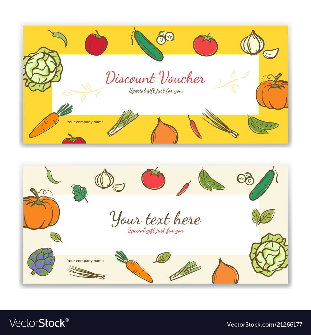 vegetable theme gift certificate voucher gift vector image