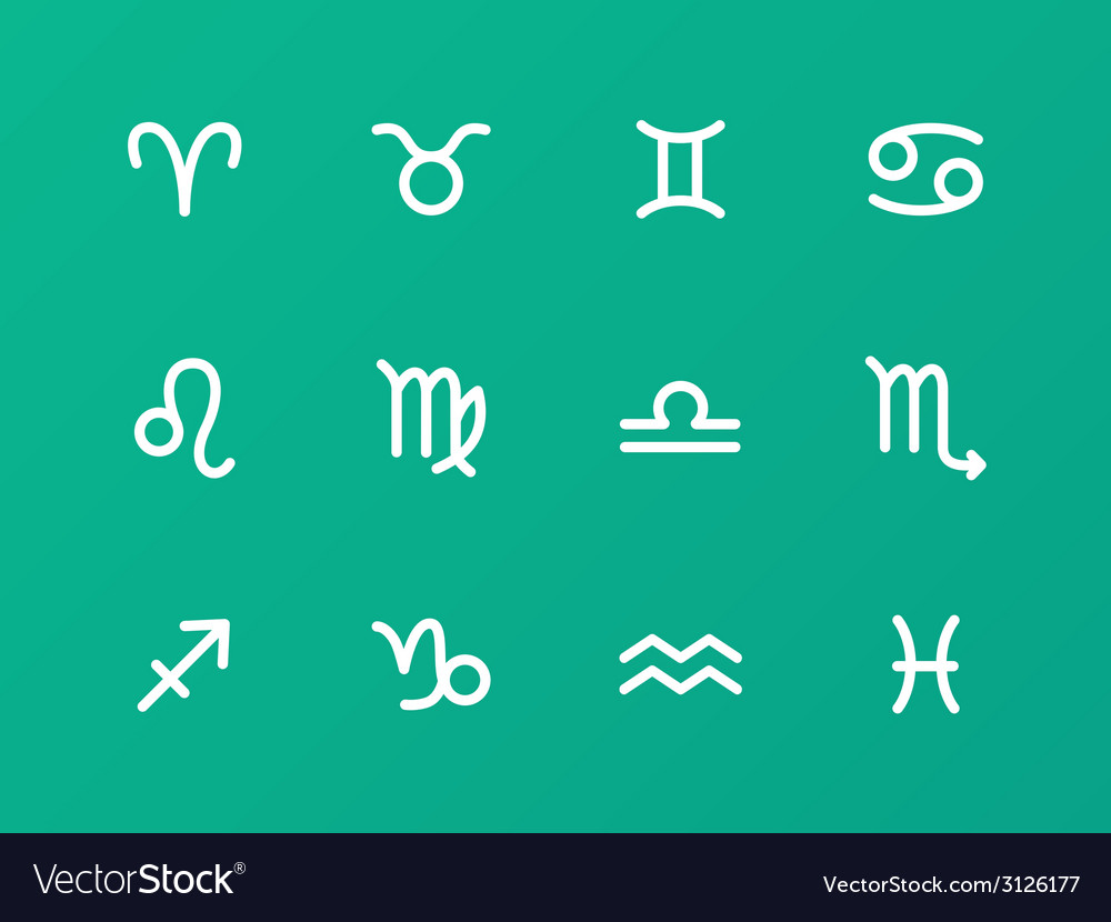 Zodiac icons on green background Royalty Free Vector Image