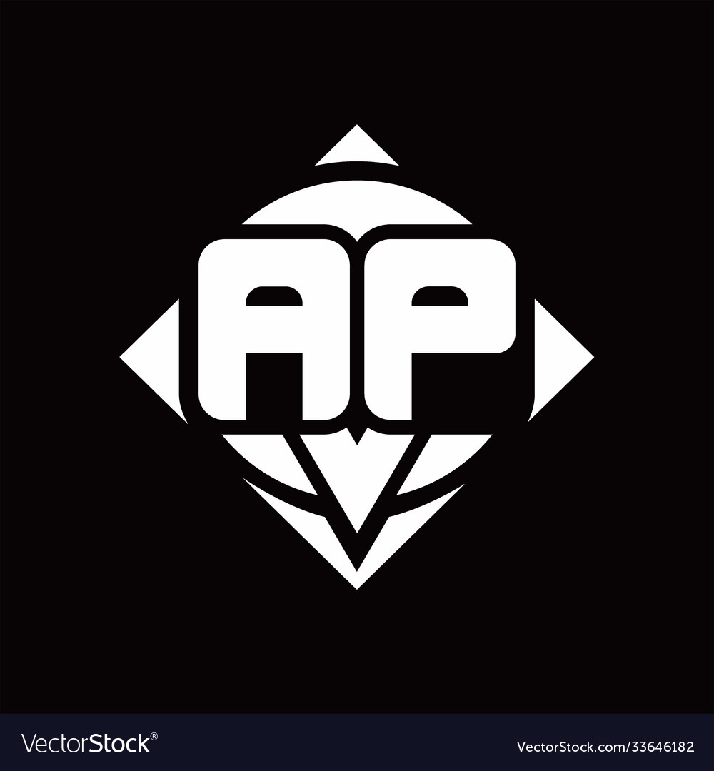 Ap logo monogram with circle shape and square