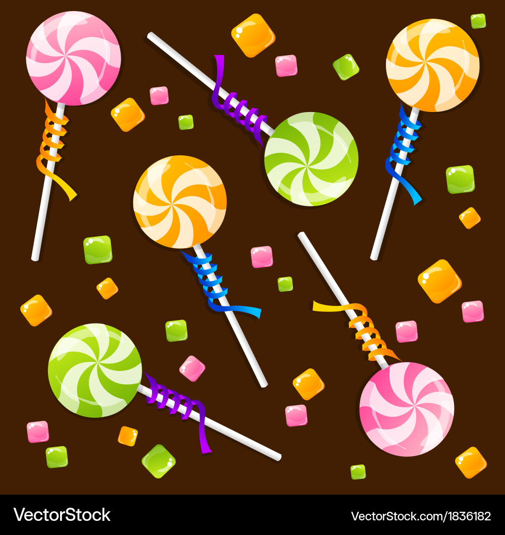 Candy lollipops background pattern Royalty Free Vector Image