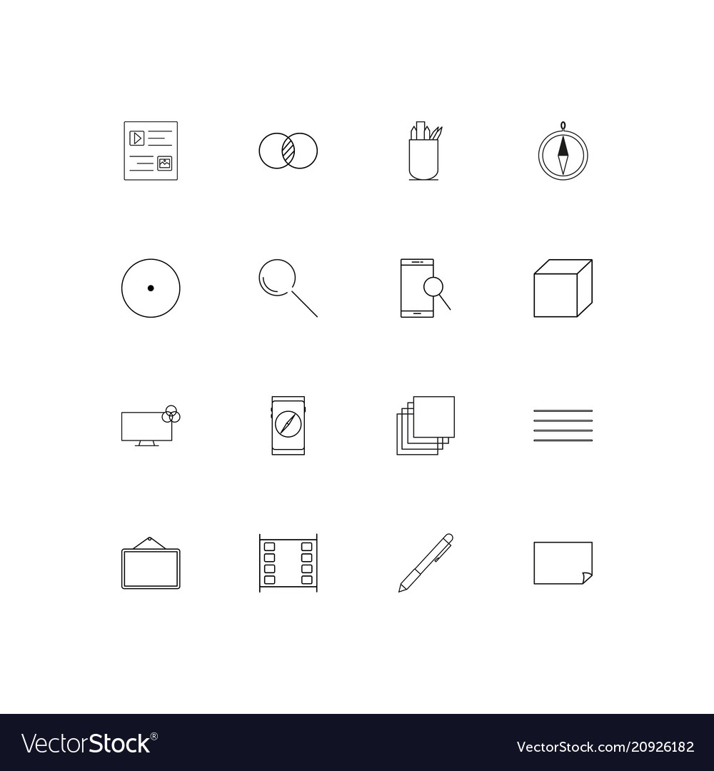 Creative process and design linear thin icons set