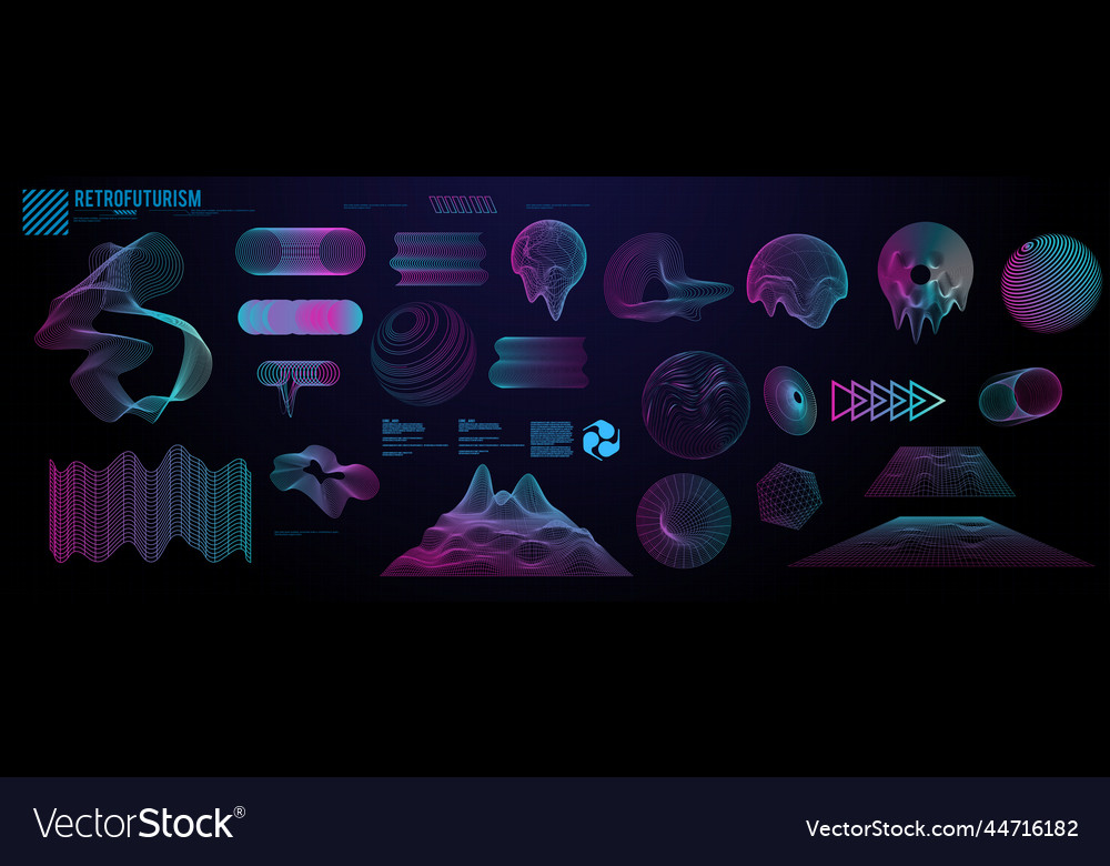 Cyberpunk concept shapes design elements retro vector image Cyberpunk concept shapes design elements retro