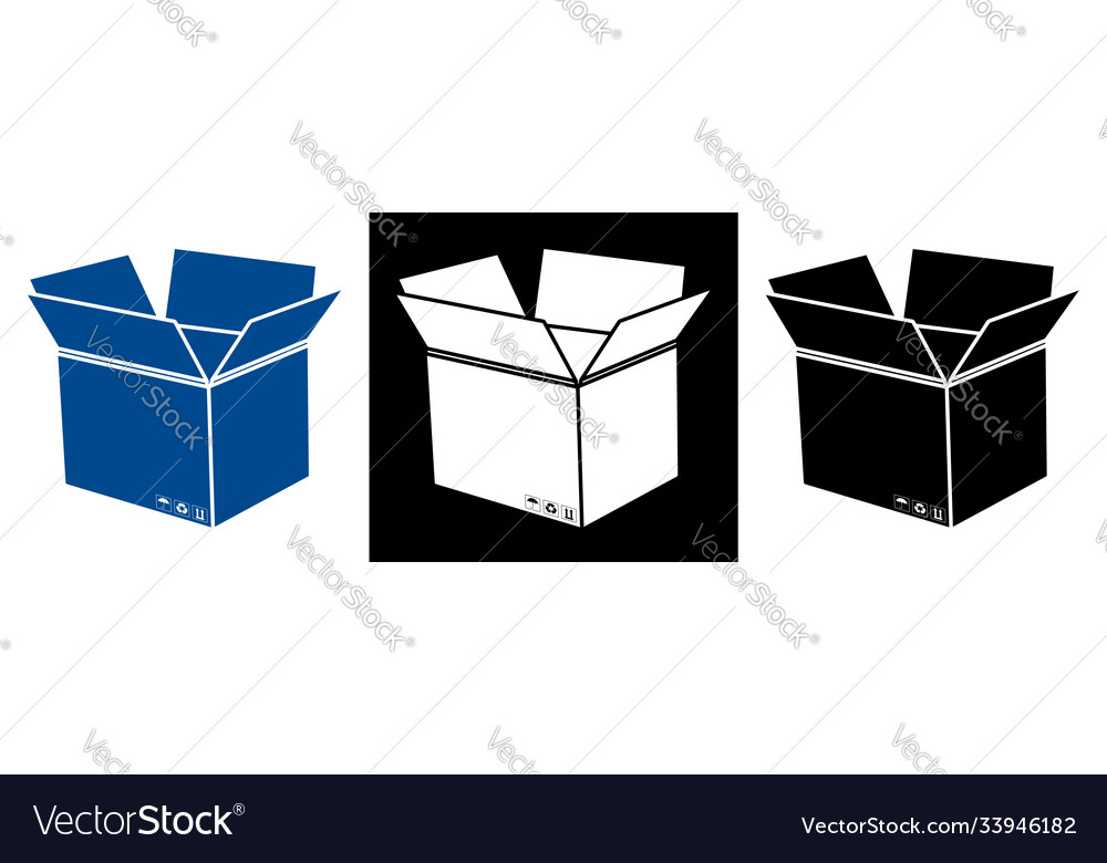Empty open cardboard box with storage conditions Vector Image Empty open cardboard box with storage conditions