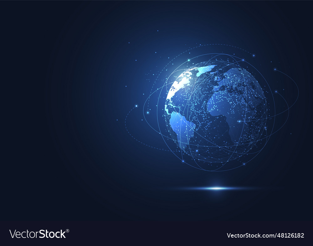 Global network connection world map point