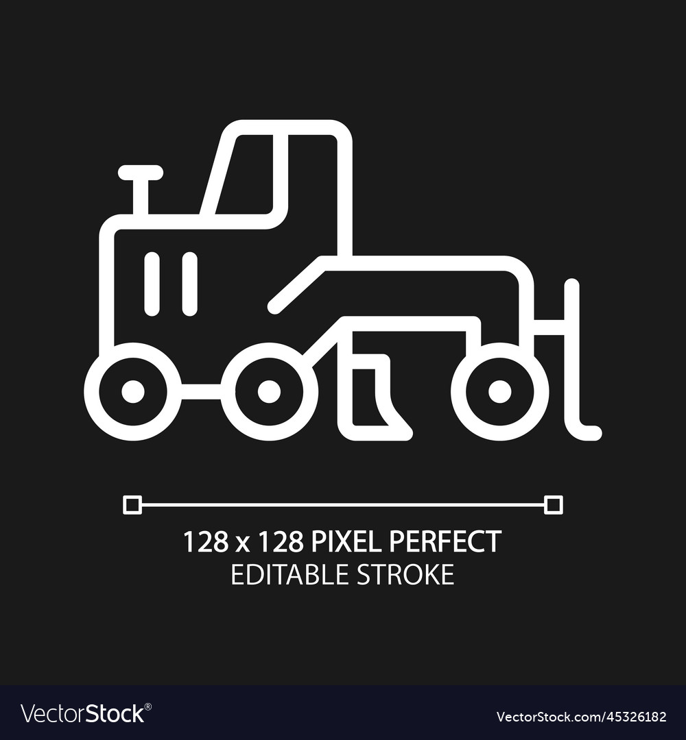 Grader pixel perfect white linear icon for dark vector image Grader pixel perfect white linear icon for dark