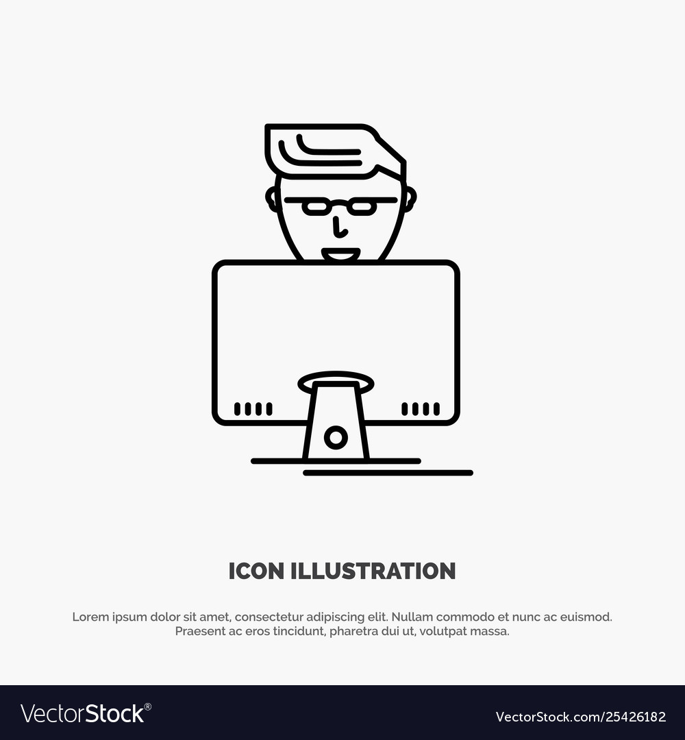Hacker user gamer programmer line icon vector image Hacker user gamer programmer line icon