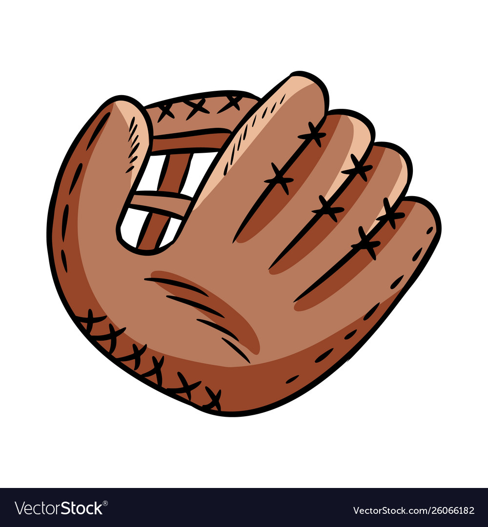 Hand drawn doodle baseball glove cartoon style Vector Image