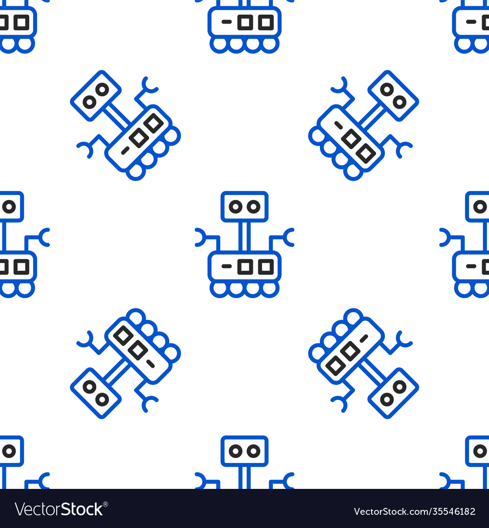 Line robot icon isolated seamless pattern on white vector image Line robot icon isolated seamless pattern on white