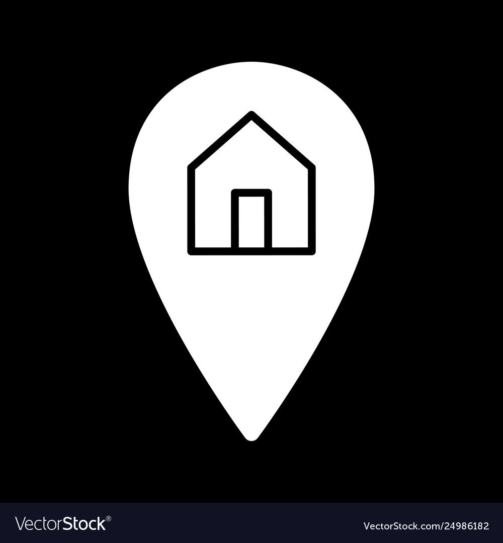 Map pointer and house simple icon black