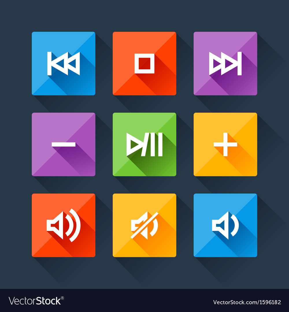Media Player Icons - Flat Style