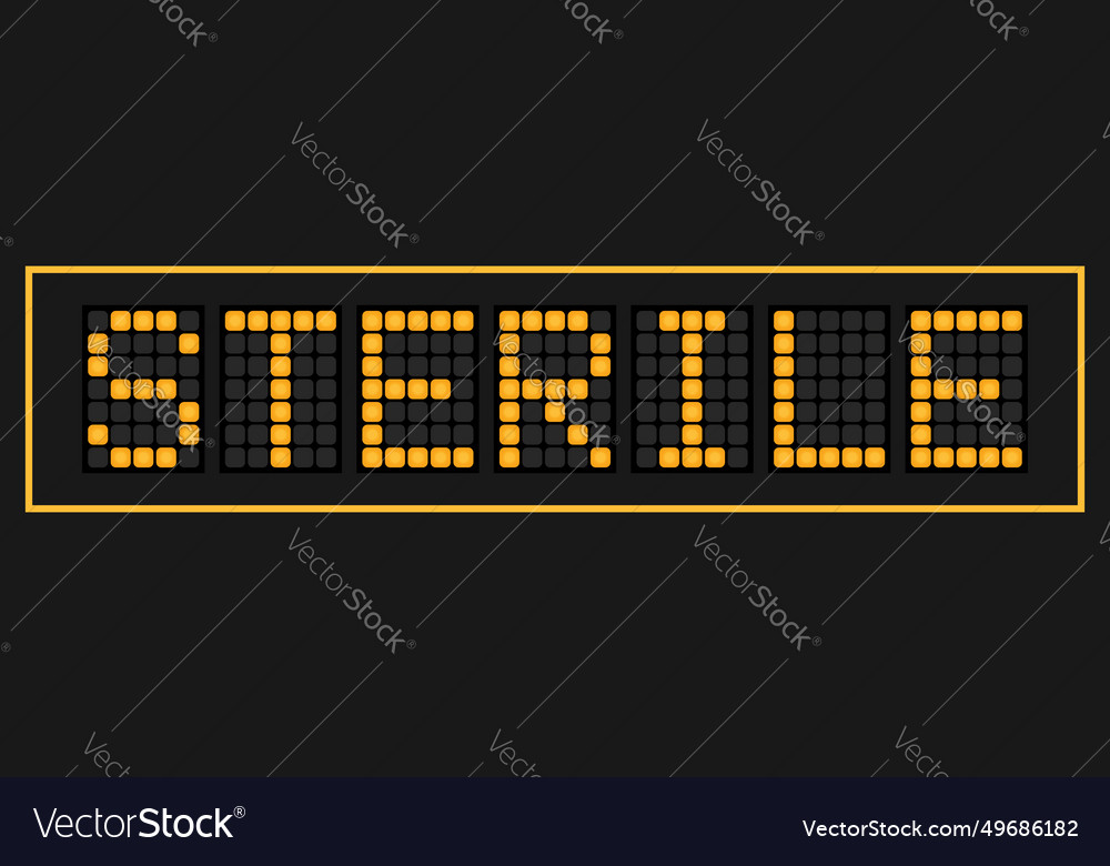 Orange color led banner in word sterile on black