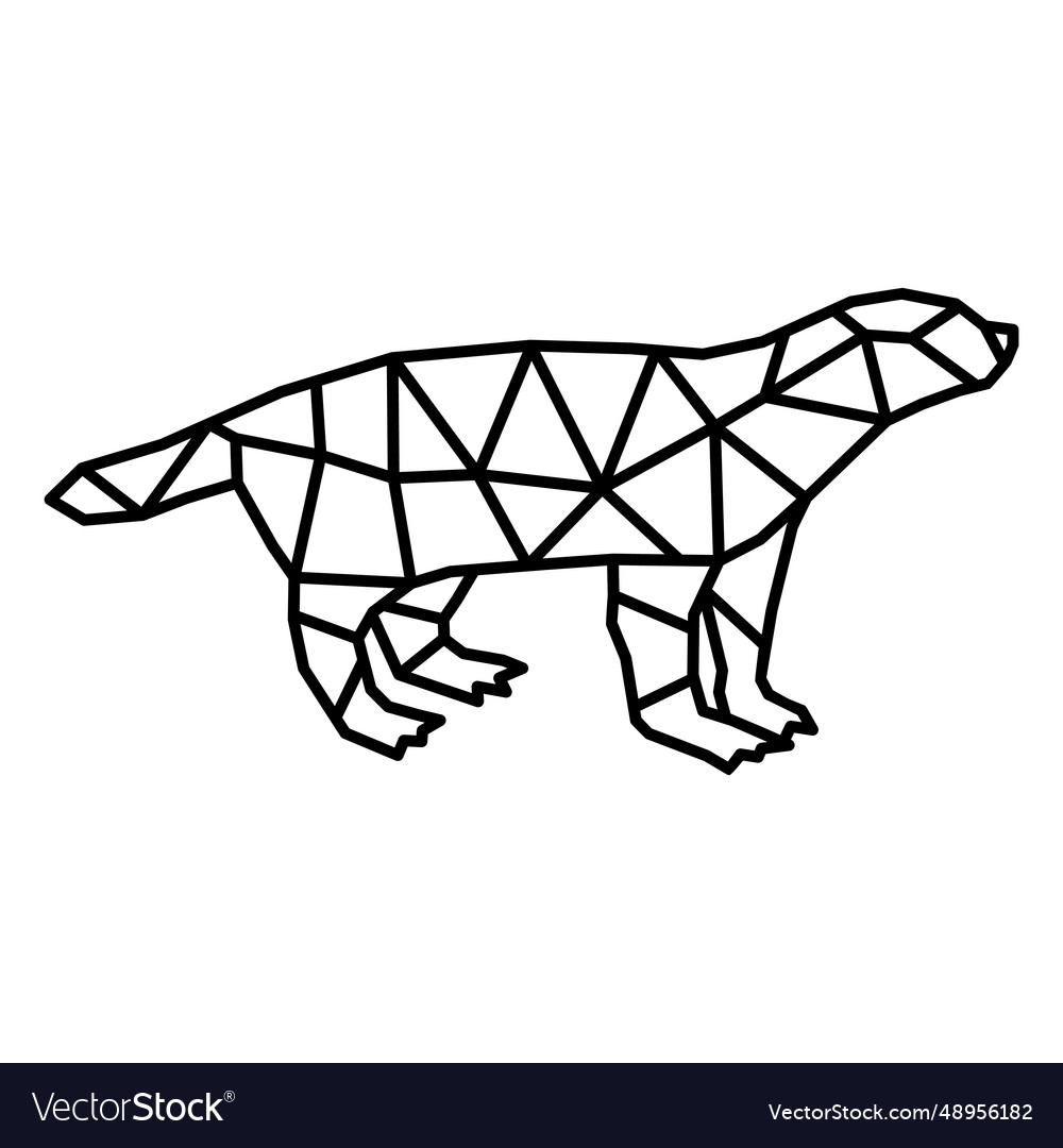 Polygonal stroke standing badger Royalty Free Vector Image