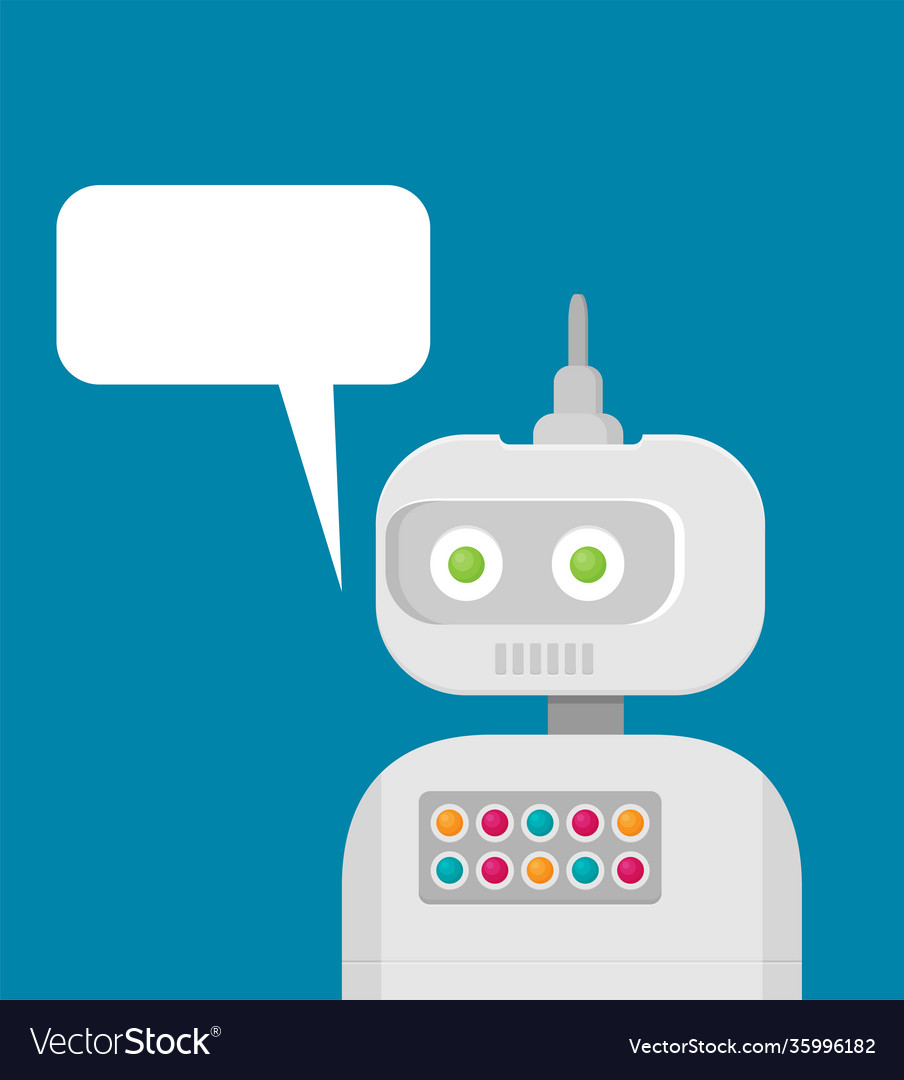 Robot customer support service chat bot flat Vector Image Robot customer support service chat bot flat