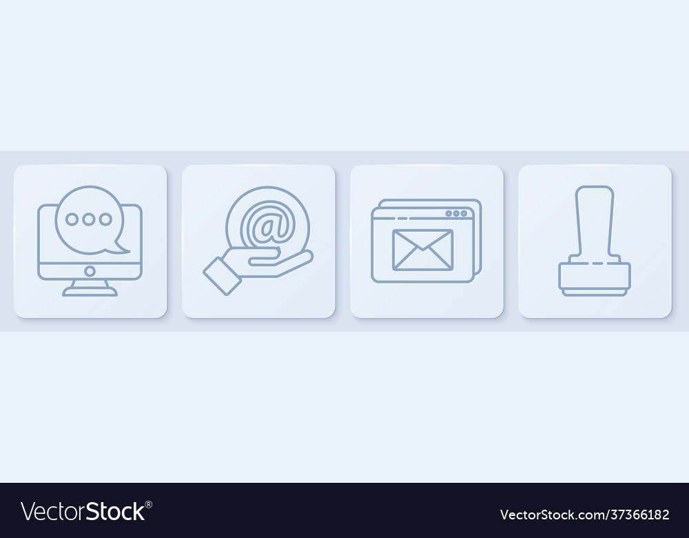 Set line chat messages notification on monitor vector image Set line chat messages notification on monitor