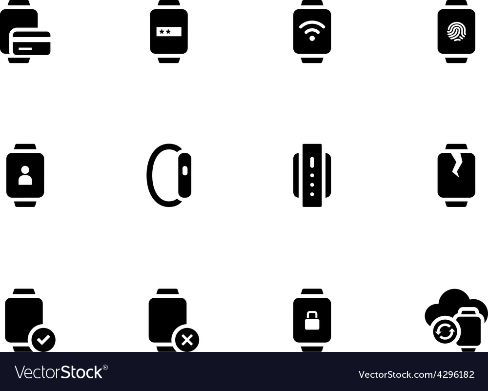 Smart watch with payment function icons on white