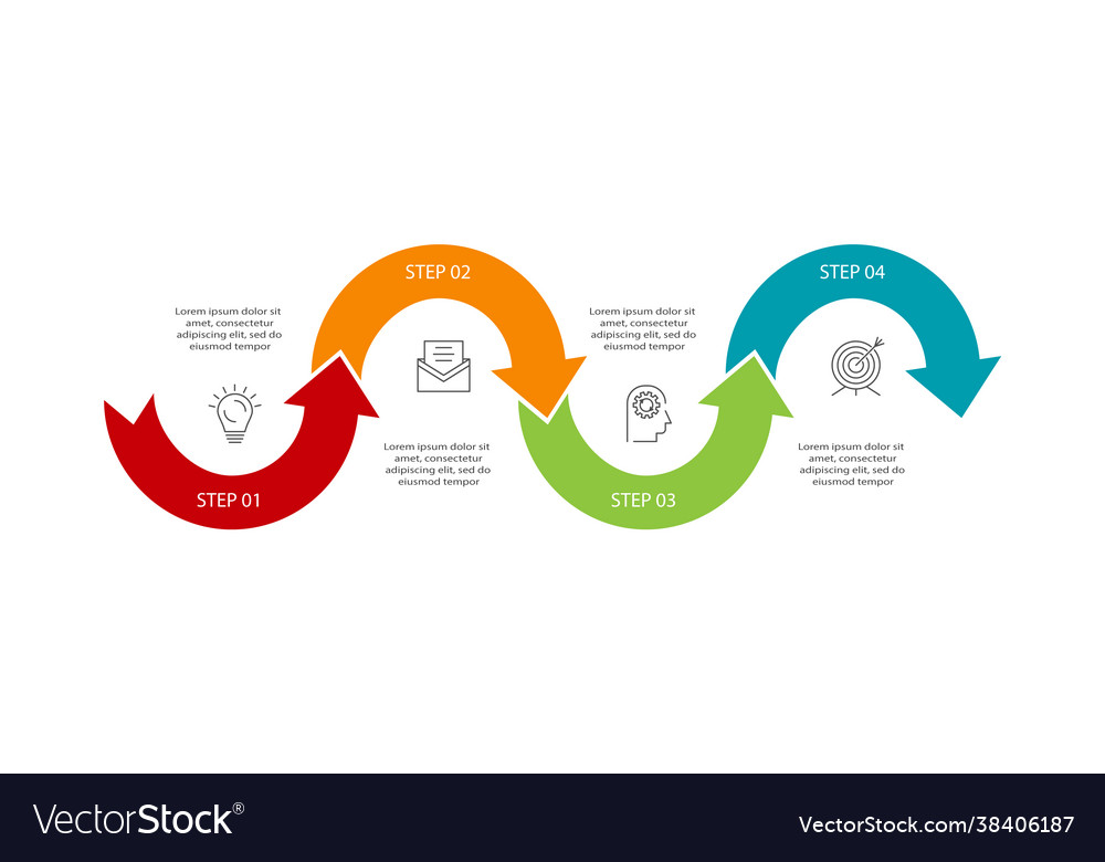 Abstract arrows graph diagram with 4 steps Vector Image