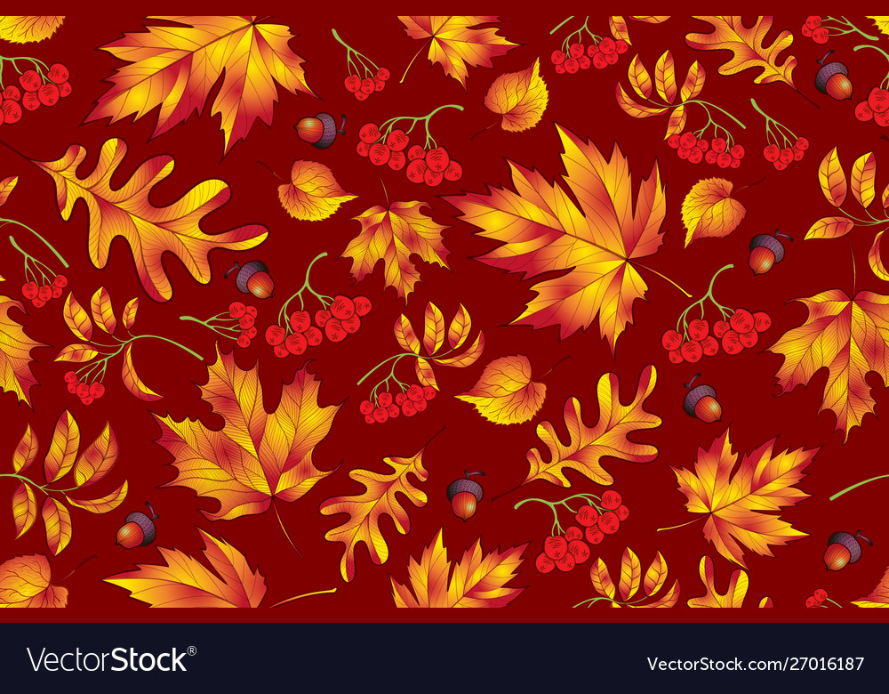 Autumn seamless pattern with leaf background vector image Autumn seamless pattern with leaf background