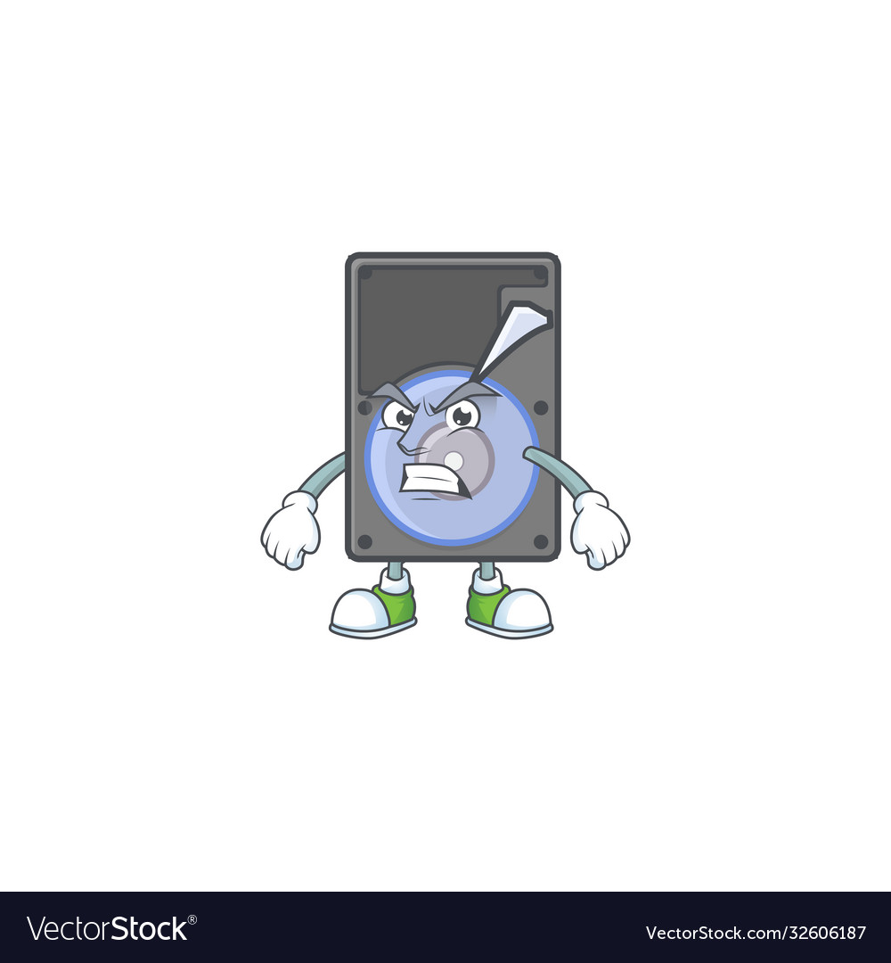 Cartoon character hard disk with angry face Vector Image Cartoon character hard disk with angry face Vector Image