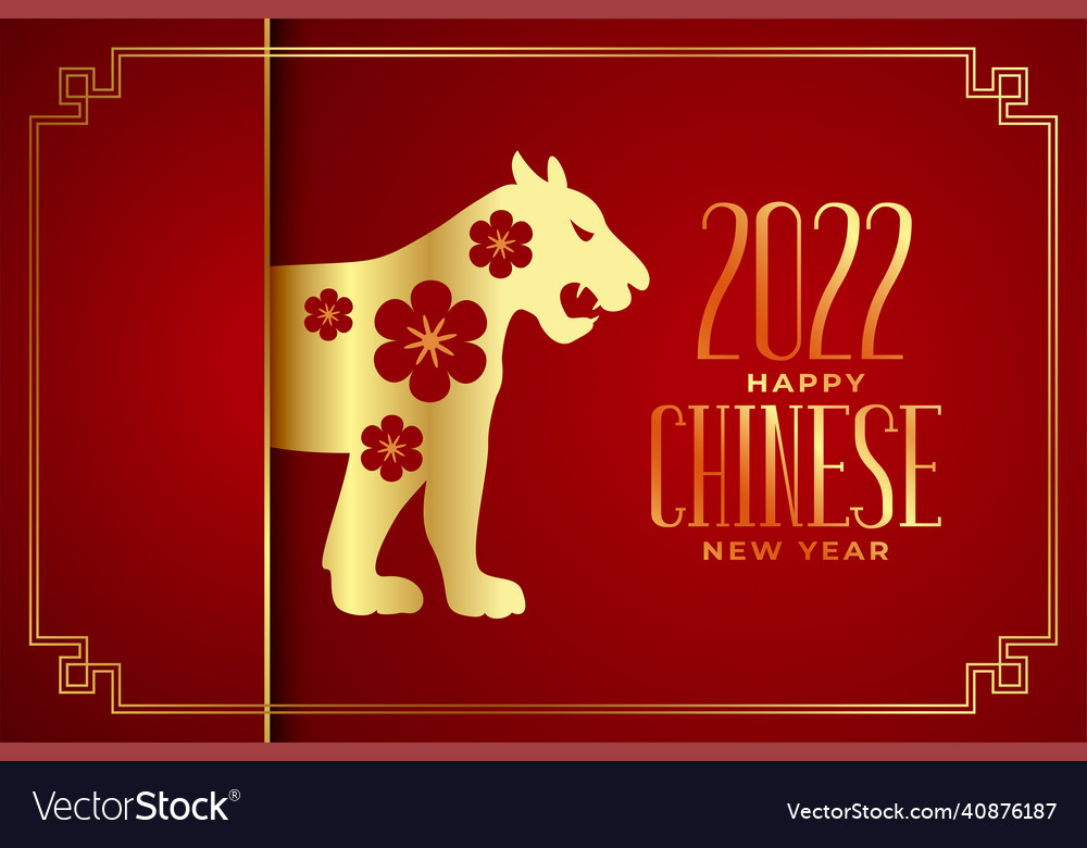 Chinese new year 2022 tiger zodiac sign on red