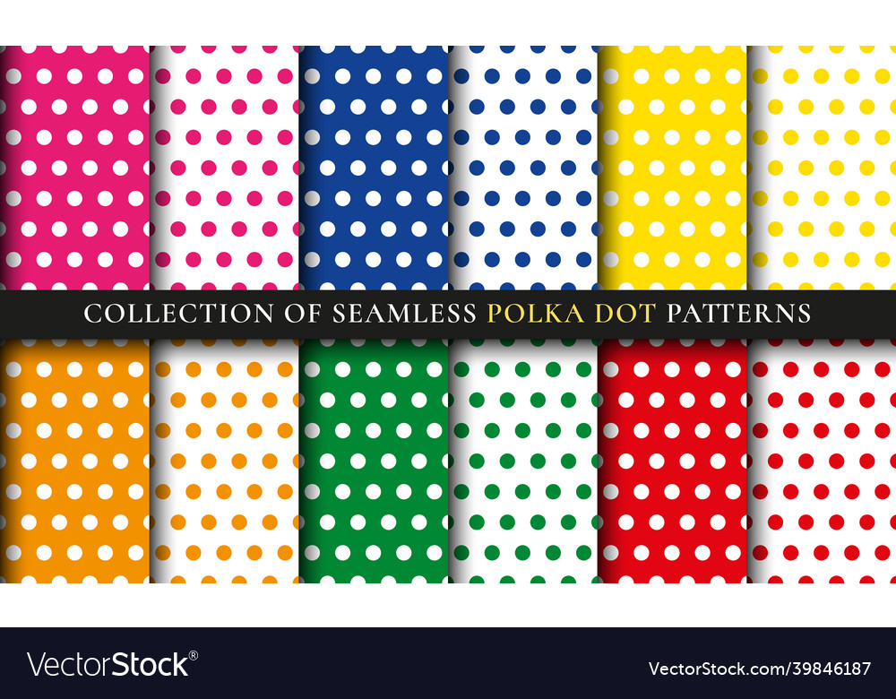 Colorful polka dot seamless pattern background set