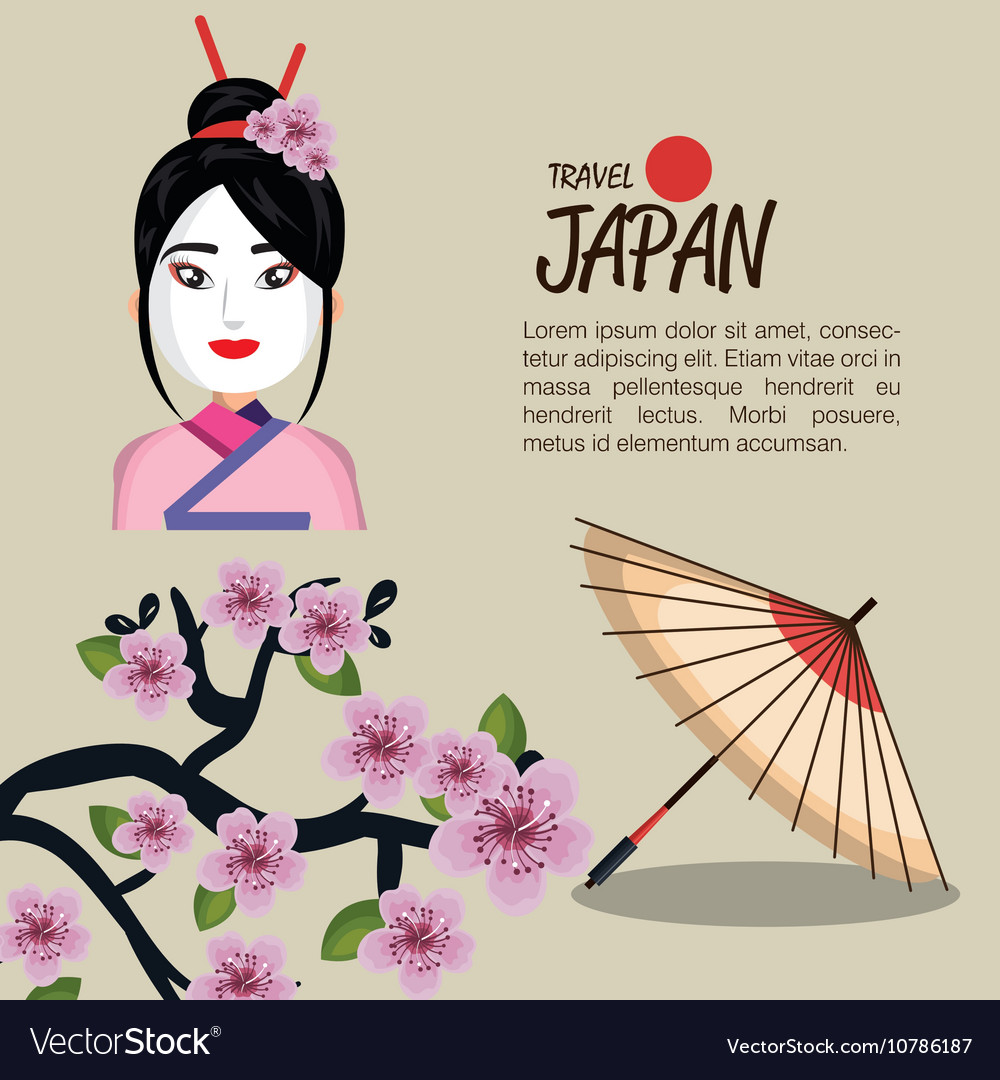 Girl japanese kimono welcome japan icon