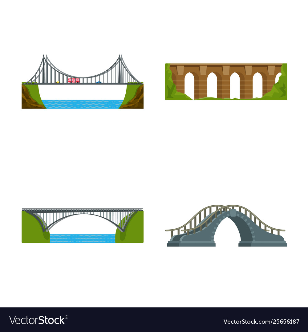 Isolated object bridgework and bridge sign set Vector Image Isolated object bridgework and bridge sign set