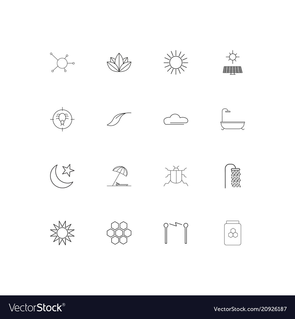 Nature linear thin icons set outlined simple