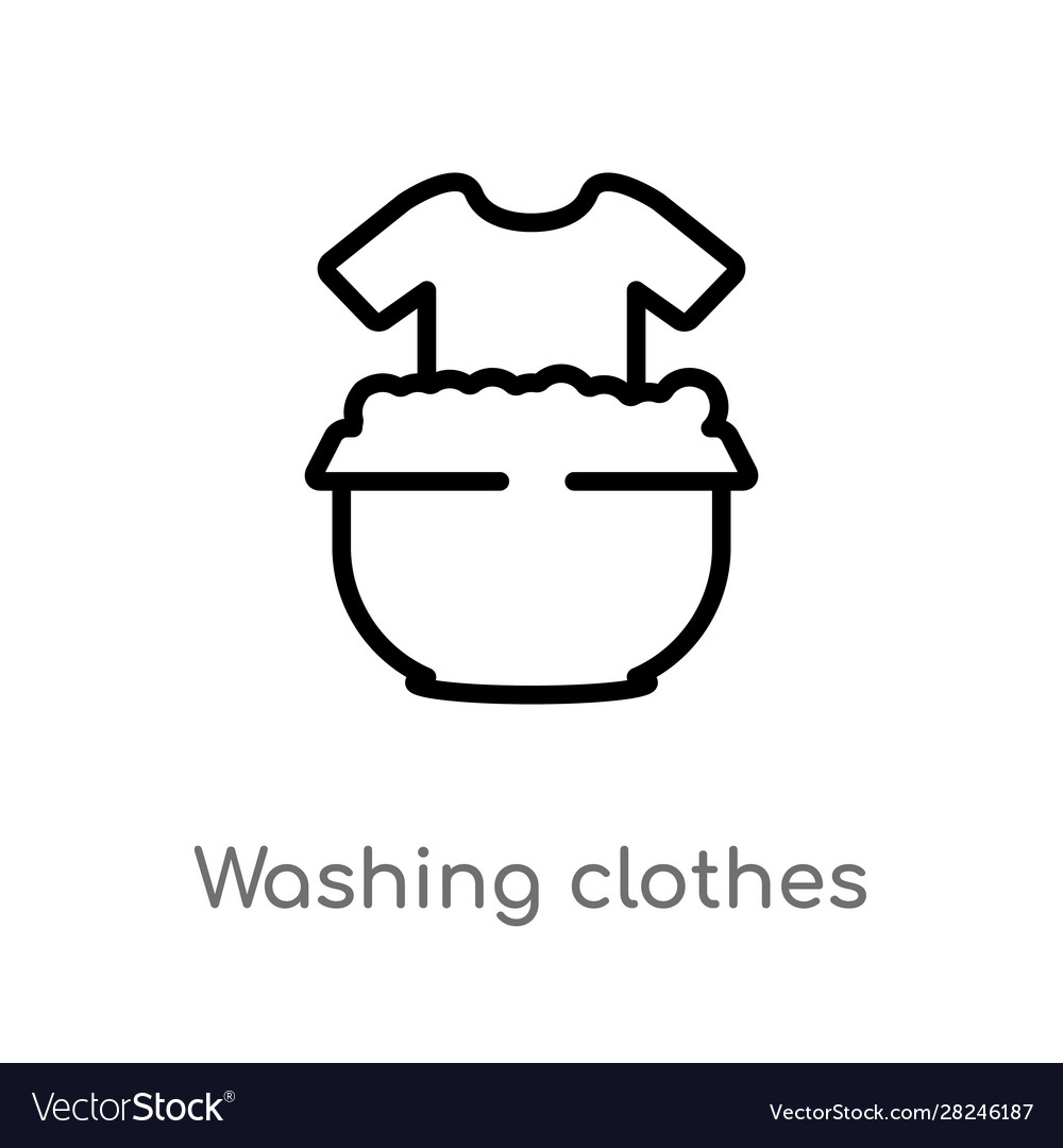 Outline washing clothes icon isolated black