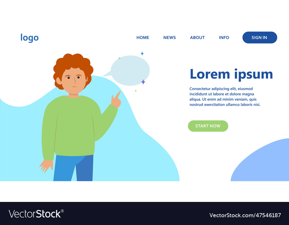 Red-haired guy pointing at empty speech bubble vector image Red-haired guy pointing at empty speech bubble