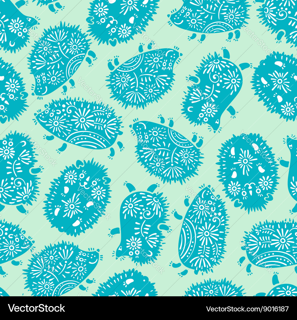 Seamless pattern with decorative hedgehogs cute Vector Image